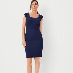 Ann Taylor Factory Dark Blue Midi Dress Pencil Size 12